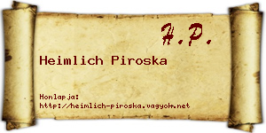 Heimlich Piroska névjegykártya